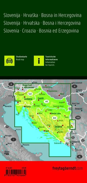 Produktbild: Slowenien - Kroatien - Bosnien und Herzegowina, Stra&szlig;enkarte 1:500.000, freytag & berndt