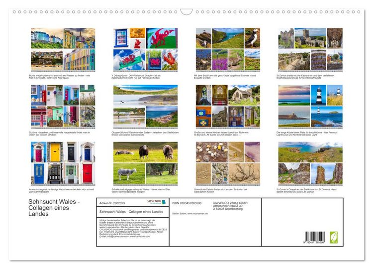 Produktbild: Sehnsucht Wales - Collagen eines Landes (Wandkalender 2026 DIN A2 quer), CALVENDO Monatskalender