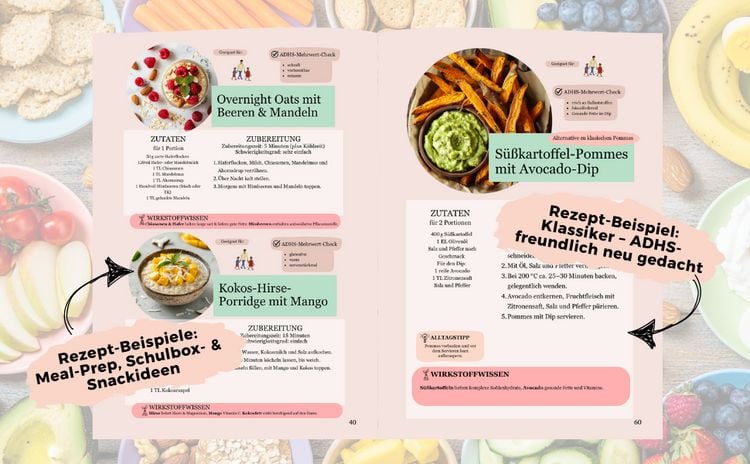 Produktbild: Ern&auml;hrung bei ADHS - Ein Ratgeber und Kochbuch f&uuml;r Kinder und Erwachsene