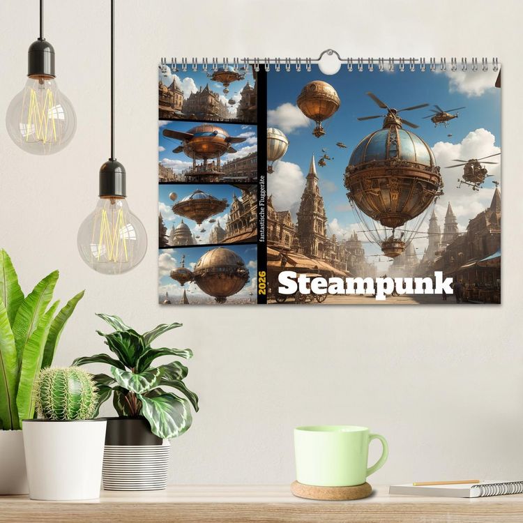 Produktbild: Steampunk - fantastische Flugger&auml;te (Wandkalender 2026 DIN A4 quer), CALVENDO Monatskalender