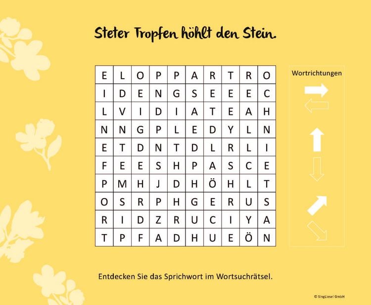 Produktbild: Wortsuchr&auml;tsel f&uuml;r Senioren mit vertrauten Sprichw&ouml;rtern. Spiele-Spa&szlig;, Besch&auml;ftigung und Ged&auml;chtnistraining f&uuml;r Senioren. Auch mit Demenz. Gro&szlig;druck.