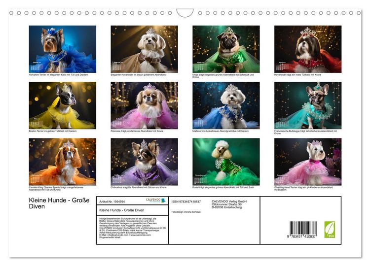 Produktbild: Kleine Hunde - Gro&szlig;e Diven (Wandkalender 2026 DIN A3 quer), CALVENDO Monatskalender