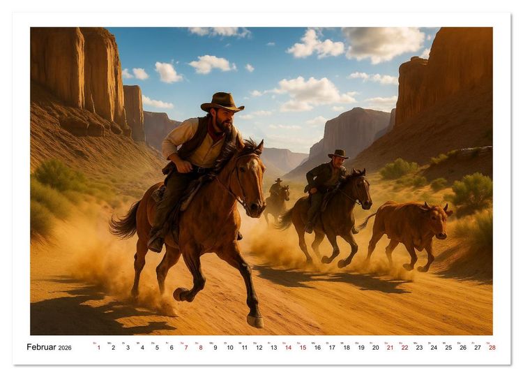 Produktbild: Cowboy Alltag und Western Staub (Wandkalender 2026 DIN A2 quer), CALVENDO Monatskalender