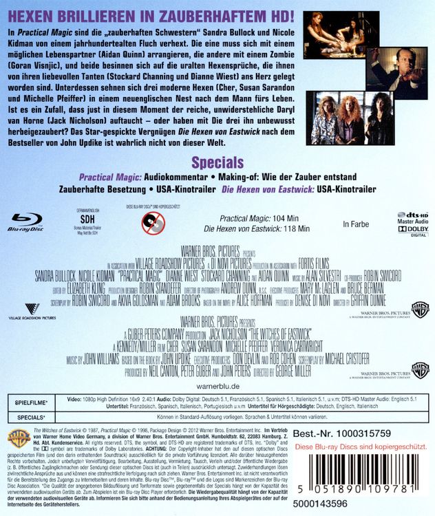 Produktbild: Practical Magic - Zauberhafte Schwestern/Die Hexen von Eastwick [2 BRs]