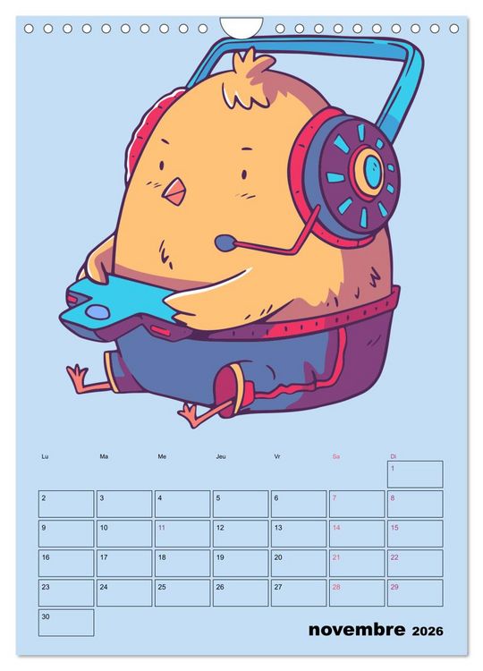 Produktbild: Animaux Gamers Amusants (Calendrier mural 2026 DIN A4 horizontal), CALVENDO calendrier mensuel