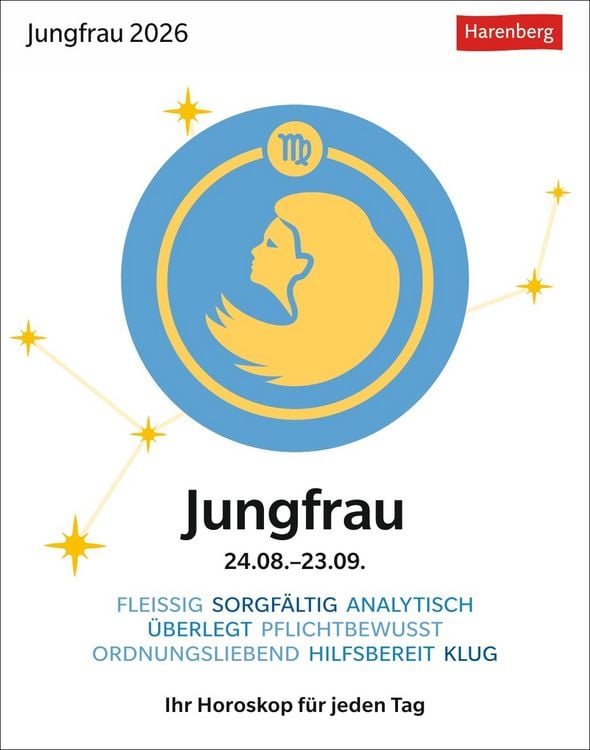 Produktbild: Jungfrau Sternzeichenkalender 2026 - Tagesabreißkalender - Ihr Horoskop für jeden Tag