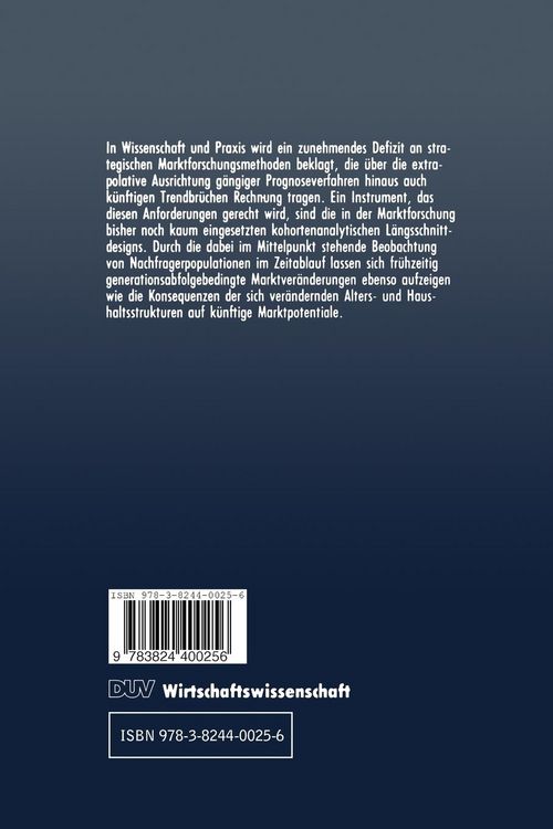 Produktbild: Strategische Marktforschung mittels kohortenanalytischer Designs
