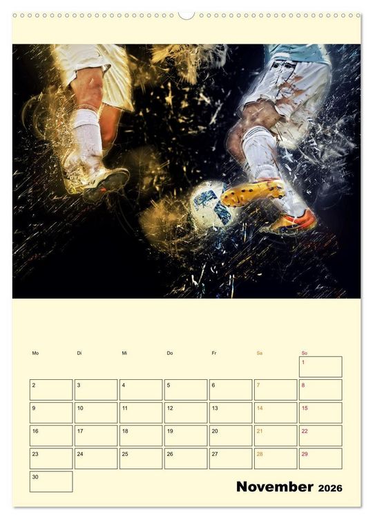 Produktbild: Fu&szlig;ball - Feuer (hochwertiger Premium Wandkalender 2026 DIN A2 hoch), Kunstdruck in Hochglanz