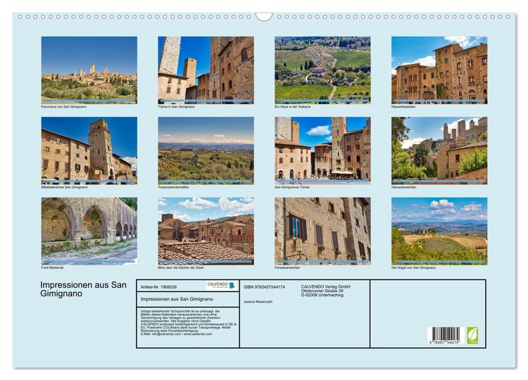 Produktbild: Impressionen aus San Gimignano (Wandkalender 2026 DIN A2 quer), CALVENDO Monatskalender