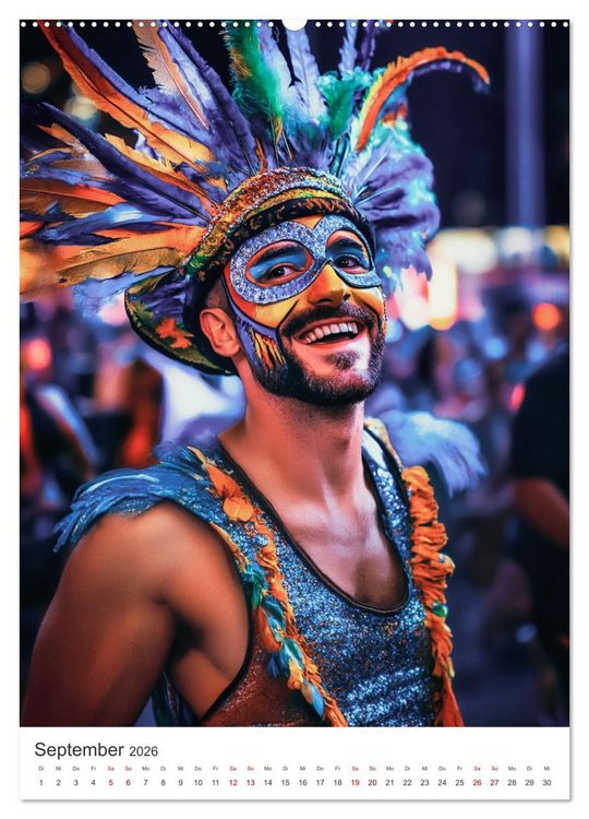 Produktbild: Tanzende Farben - Rio de Janeiro im Takt des Karnevals (hochwertiger Premium Wandkalender 2026 DIN A2 hoch), Kunstdruck in Hochglanz