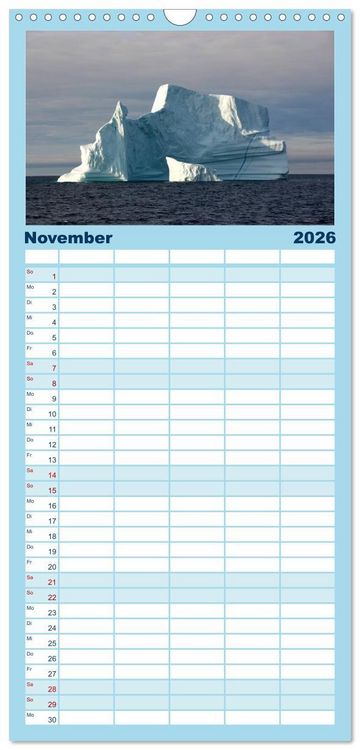 Produktbild: Familienplaner 2026 - EISIGE GIGANTEN in der DISKOBUCHT mit 5 Spalten (Wandkalender, 21 x 45 cm) CALVENDO