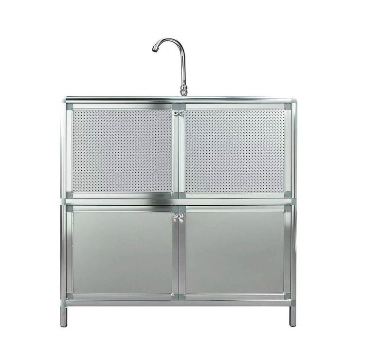 Produktbild: HTI-Living Sp&uuml;le mit Abtropfl&auml;che und Unterschrank f&uuml;r Outdoork&uuml;che Silber