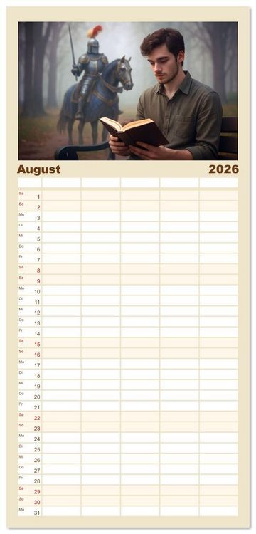 Produktbild: Familienplaner 2026 - Lesen ist eine Reise durch Zeit und Raum mit 5 Spalten (Wandkalender, 21 x 45 cm) CALVENDO
