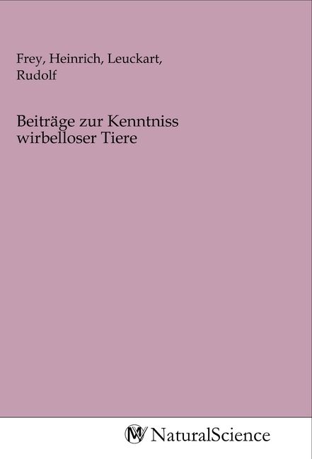 Produktbild: Beitr&auml;ge zur Kenntniss wirbelloser Tiere