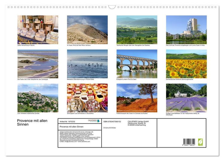 Produktbild: Provence mit allen Sinnen (Wandkalender 2026 DIN A2 quer), CALVENDO Monatskalender