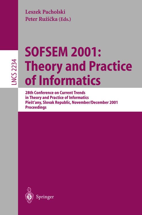 Produktbild: SOFSEM 2001: Theory and Practice of Informatics