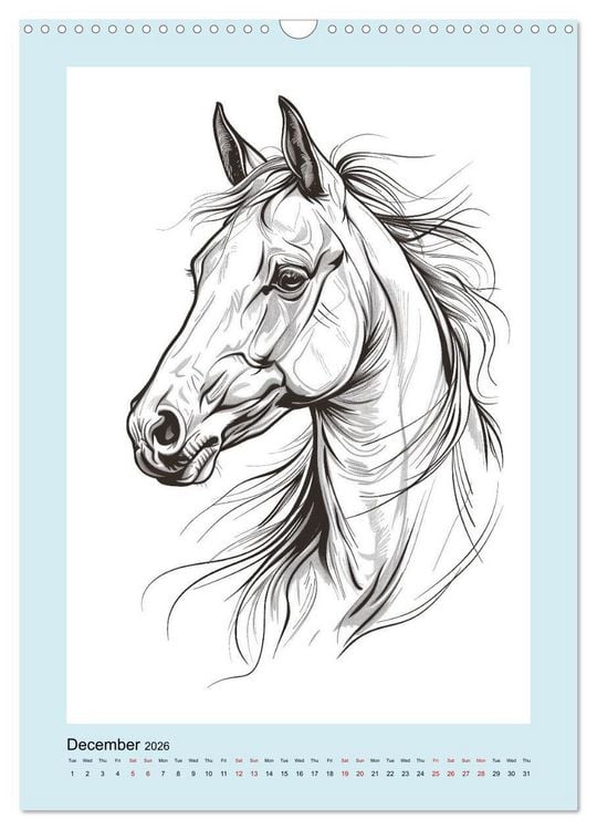 Produktbild: Sketchy Power Horses (Wall Calendar 2026 DIN A3 portrait), CALVENDO 12 Month Wall Calendar