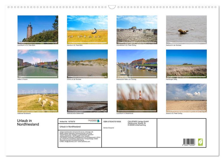 Produktbild: Urlaub in Nordfriesland (Wandkalender 2026 DIN A2 quer), CALVENDO Monatskalender
