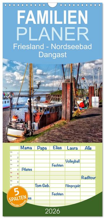 Produktbild: Familienplaner 2026 - Friesland - Nordseebad Dangast mit 5 Spalten (Wandkalender, 21 x 45 cm) CALVENDO