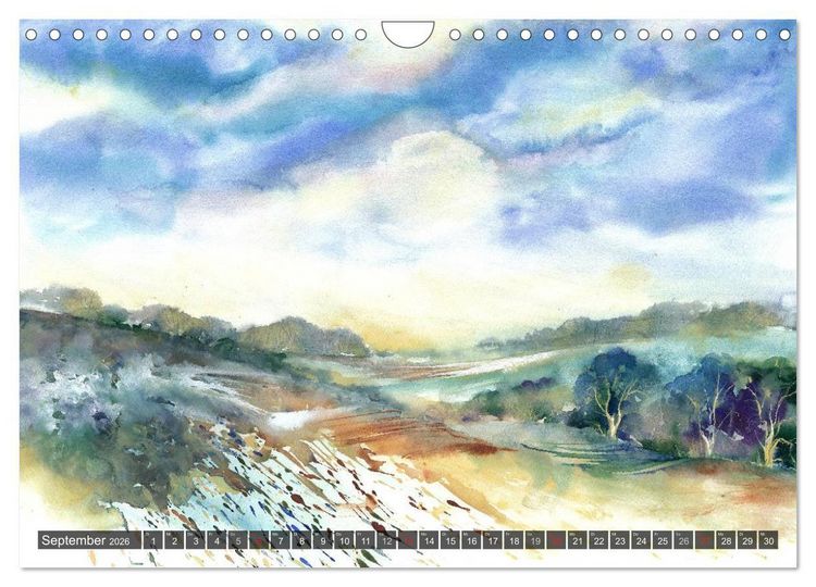 Produktbild: Landschaft in Aquarell (Wandkalender 2026 DIN A4 quer), CALVENDO Monatskalender