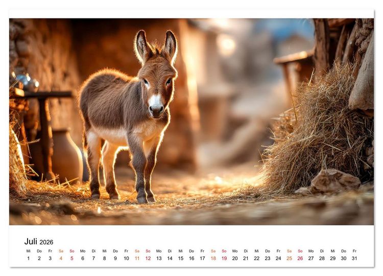 Produktbild: Esel - sanfte Seelen, gro&szlig;e Ohren (Wandkalender 2026 DIN A3 quer), CALVENDO Monatskalender