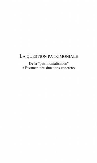 Produktbild: La Question patrimoniale