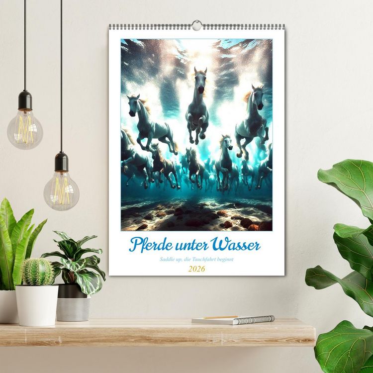 Produktbild: Pferde unter Wasser - Saddle up, die Tauchfahrt beginnt (Wandkalender 2026 DIN A2 hoch), CALVENDO Monatskalender