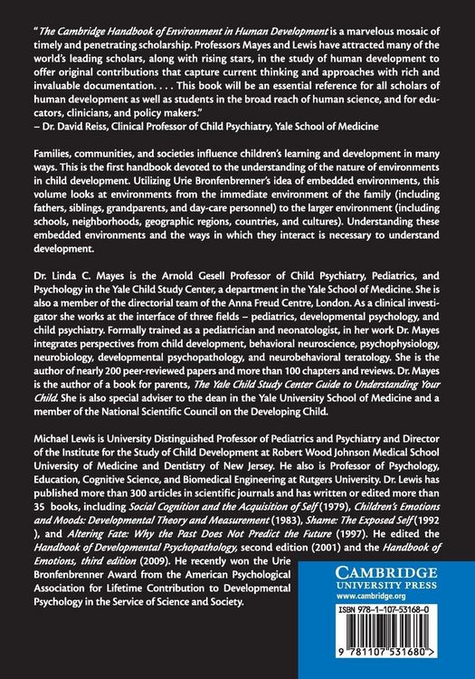 Produktbild: The Cambridge Handbook of Environment in Human Development