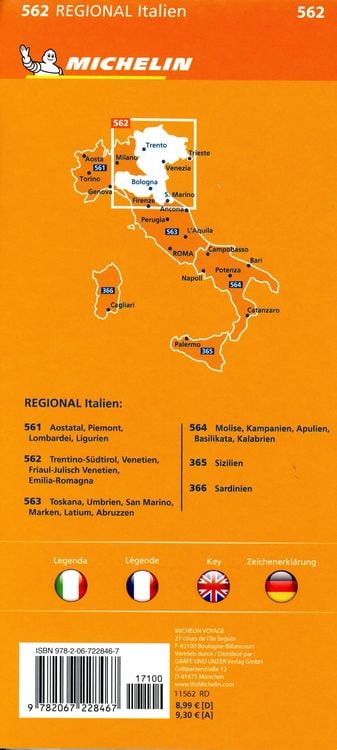 Produktbild: Michelin Trentino-S&uuml;dtirol,Venetien, Friaul-Julisch Venetien, Emilia Romagna. Stra&szlig;en- und Tourismuskarte 1:400.000