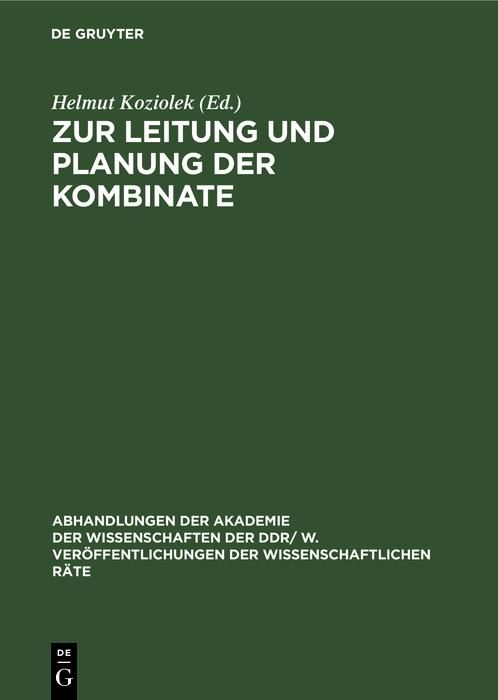 Produktbild: Zur Leitung und Planung der Kombinate