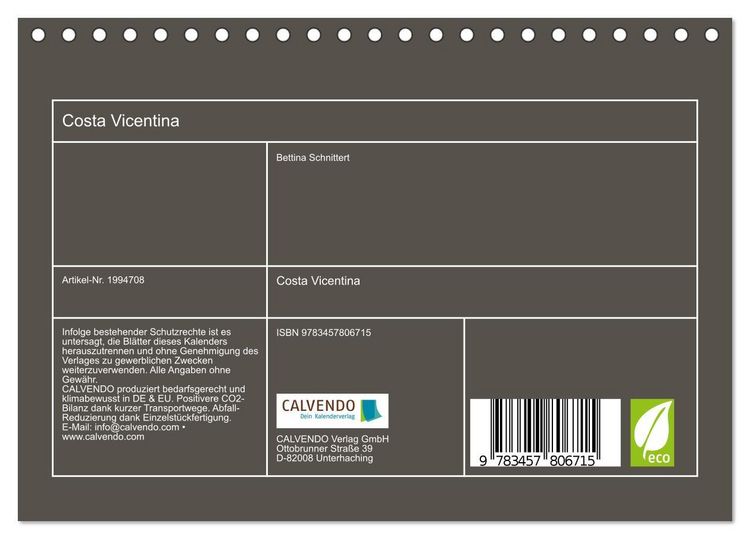 Produktbild: Costa Vicentina (Tischkalender 2026 DIN A5 quer), CALVENDO Monatskalender