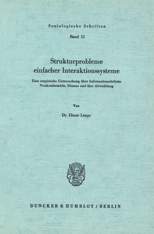 Produktbild: Strukturprobleme einfacher Interaktionssysteme.