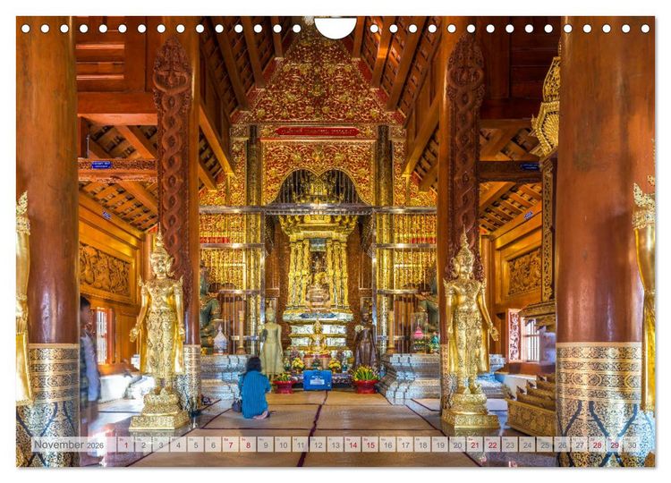 Produktbild: BUDDHA - Buddhistische Tempel in Nordthailand (Wandkalender 2026 DIN A4 quer), CALVENDO Monatskalender