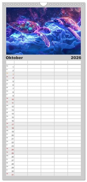 Produktbild: Familienplaner 2026 - Tiere im Weltraum mit 5 Spalten (Wandkalender, 21 x 45 cm) CALVENDO