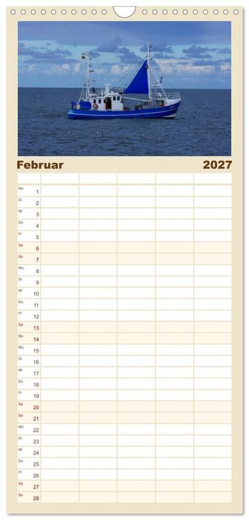Produktbild: Familienplaner 2027 - An der Nordsee mit 5 Spalten (Wandkalender, 21 x 45 cm) CALVENDO