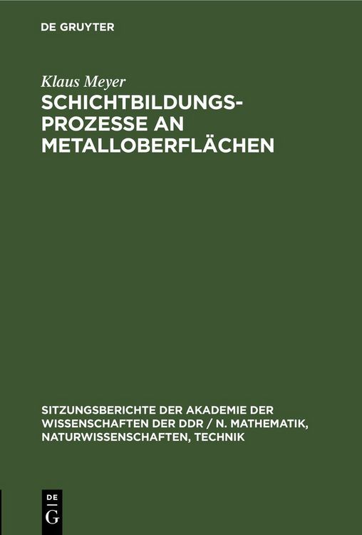 Produktbild: Schichtbildungsprozesse an Metalloberfl&auml;chen