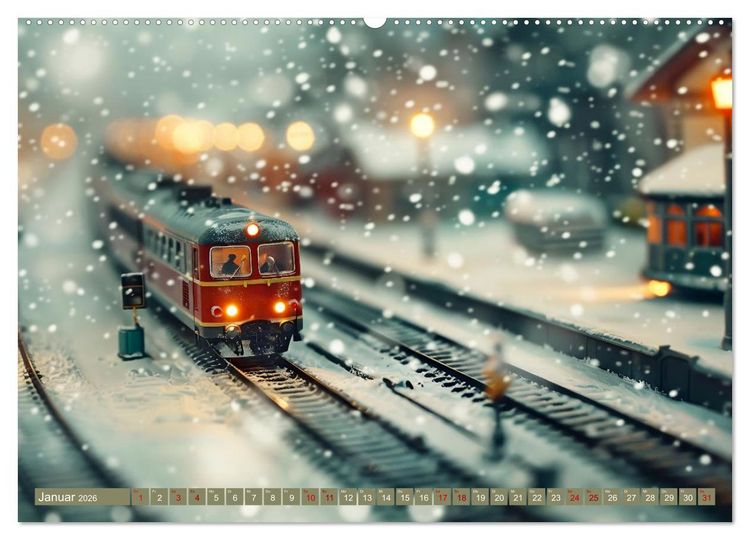Produktbild: Miniaturwelt Eisenbahn - Zug um Zug ins Abenteuer (hochwertiger Premium Wandkalender 2026 DIN A2 quer), Kunstdruck in Hochglanz