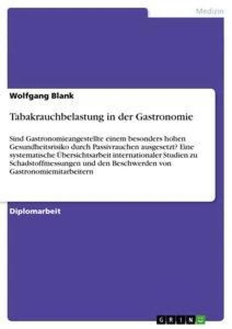 Produktbild: Tabakrauchbelastung in der Gastronomie