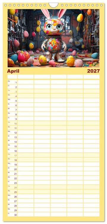 Produktbild: Familienplaner 2027 - Die Welt der kleinen Robots mit 5 Spalten (Wandkalender, 21 x 45 cm) CALVENDO