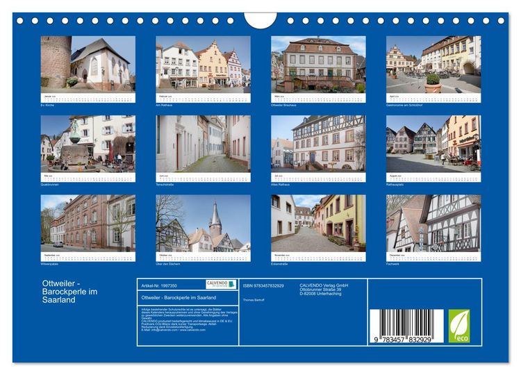 Produktbild: Ottweiler - Barockperle im Saarland (Wandkalender 2026 DIN A4 quer), CALVENDO Monatskalender
