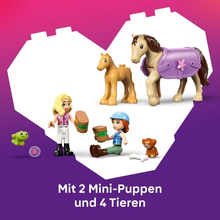 Produktbild: LEGO Friends 42695 Pferd und Fohlen mit Pferdeanh&auml;nger, Pferde Spielzeug