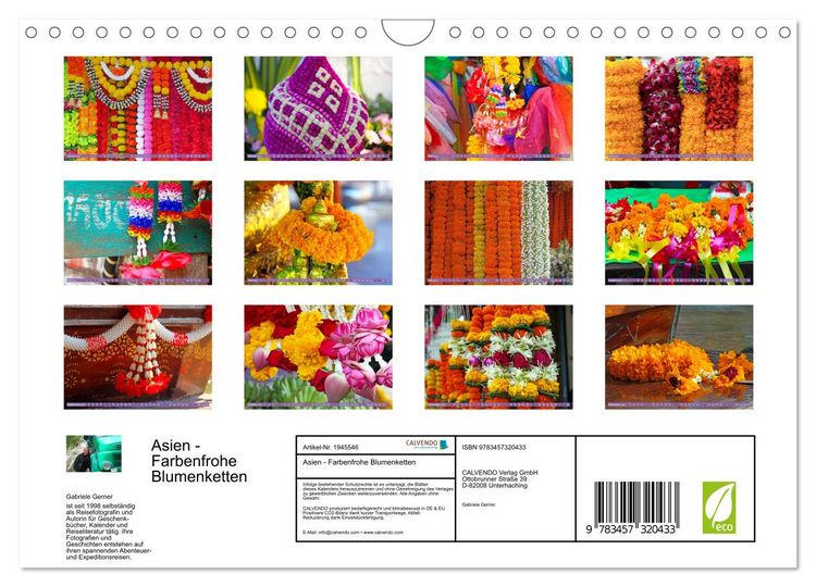 Produktbild: Asien - Farbenfrohe Blumenketten (Wandkalender 2026 DIN A4 quer), CALVENDO Monatskalender