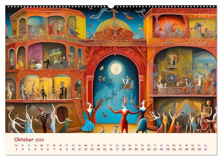 Produktbild: Absurdes Theater - In surrealen Traumwelten versinken (hochwertiger Premium Wandkalender 2026 DIN A2 quer), Kunstdruck in Hochglanz