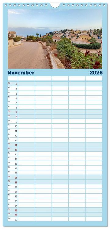 Produktbild: Familienplaner 2026 - Costa Blanca. Schroffe Felsen und schillerndes Mittelmeer mit 5 Spalten (Wandkalender, 21 x 45 cm) CALVENDO