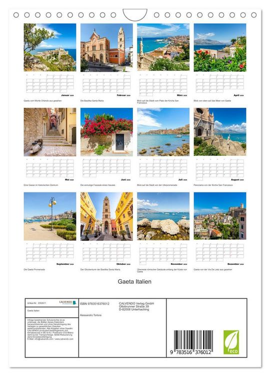 Produktbild: Gaeta Italien (Wandkalender 2026 DIN A4 hoch), CALVENDO Monatskalender