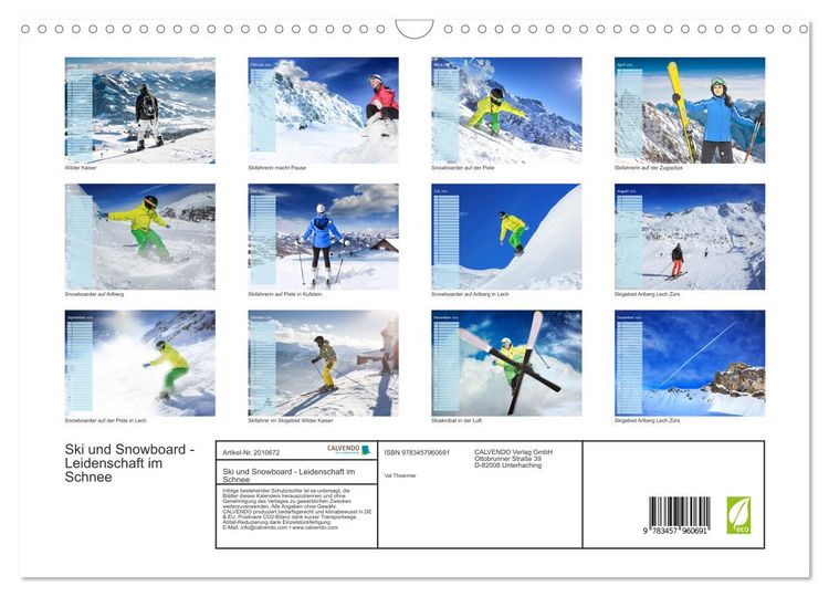 Produktbild: Ski und Snowboard - Leidenschaft im Schnee (Wandkalender 2026 DIN A3 quer), CALVENDO Monatskalender
