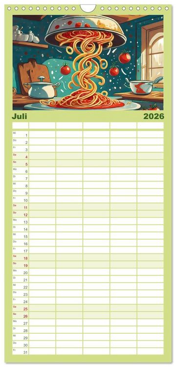 Produktbild: Familienplaner 2026 - Nudel Varianten mit 5 Spalten (Wandkalender, 21 x 45 cm) CALVENDO