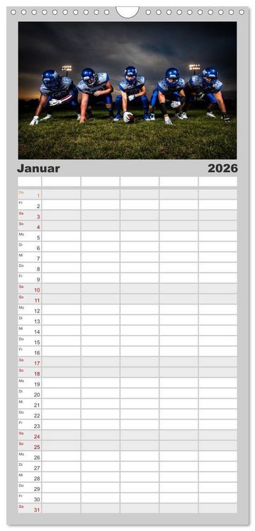 Produktbild: Familienplaner 2026 - American Football - Athleten mit 5 Spalten (Wandkalender, 21 x 45 cm) CALVENDO