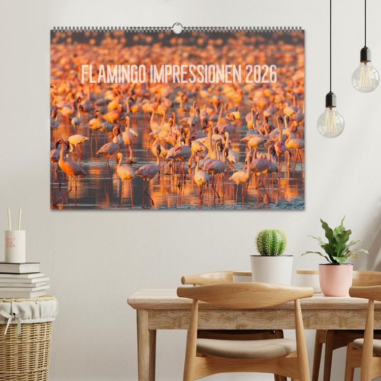 Produktbild: Flamingo Impressionen 2026 (Wandkalender 2026 DIN A2 quer), CALVENDO Monatskalender