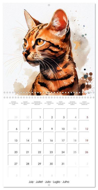 Produktbild: Cat Breeds in Watercolor (Wall Calendar 2026 12 &times; 12 Inch) CALVENDO 12 Month Wall Calendar